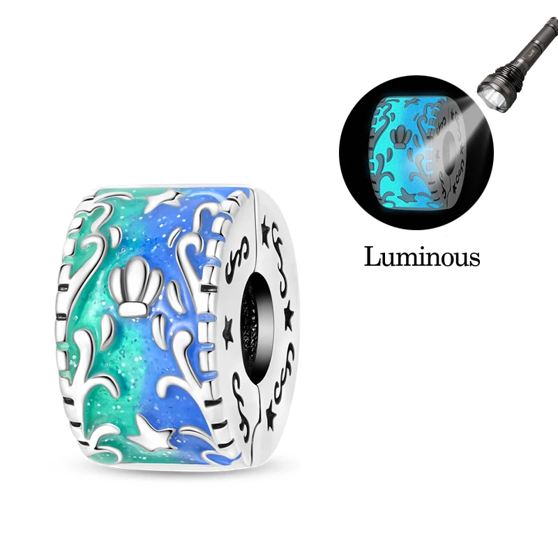 

Original 925 Sterling Silver Flipping Waves Charms Bead Dangle For Women Lover Fine DIY Birthday Summer Pretty Jewelry Gifts