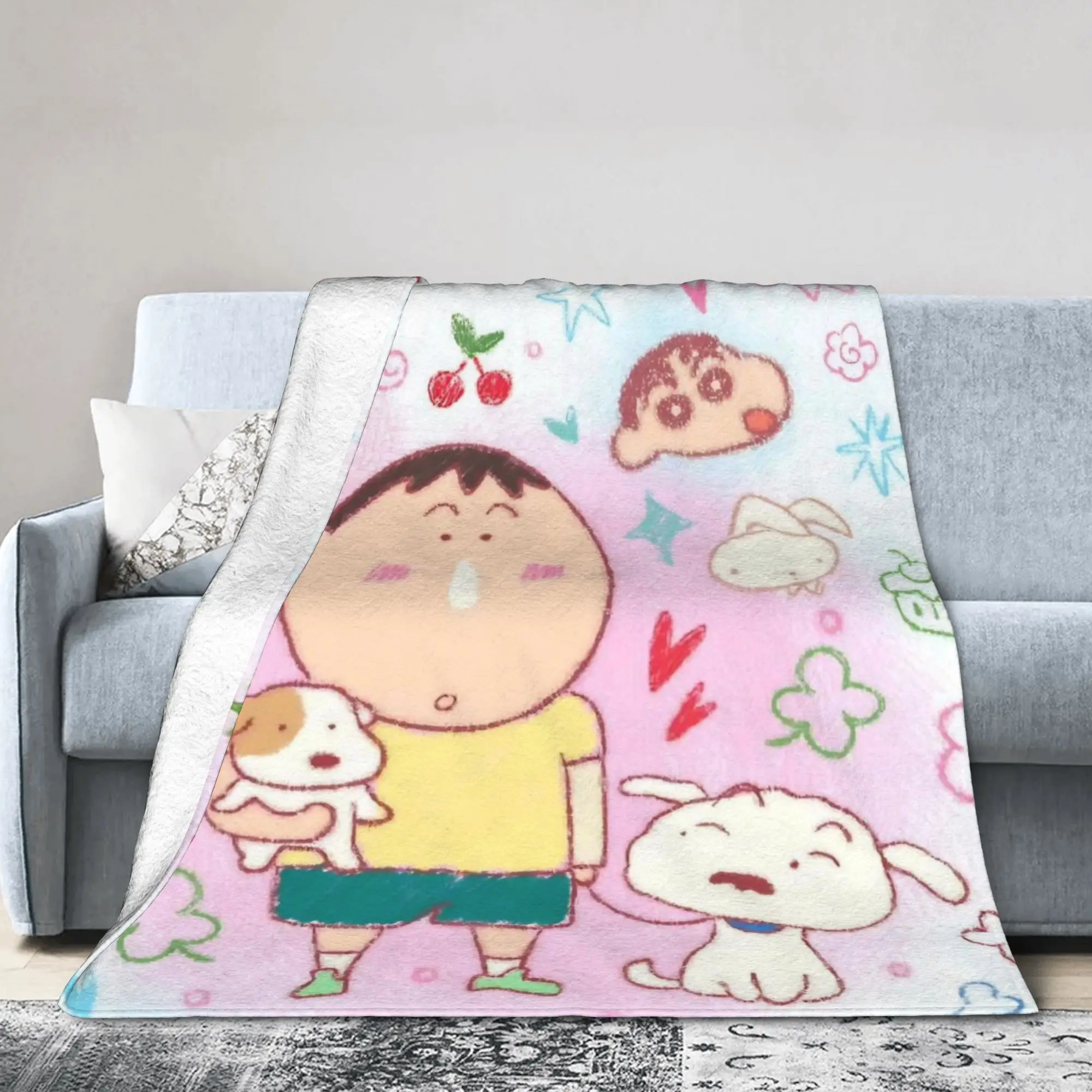 Crayons Shin Chans Anime Blankets Flannel Spring/Autumn  Portable Warm Throw Blankets for Bedding Travel Plush Thin Quilt