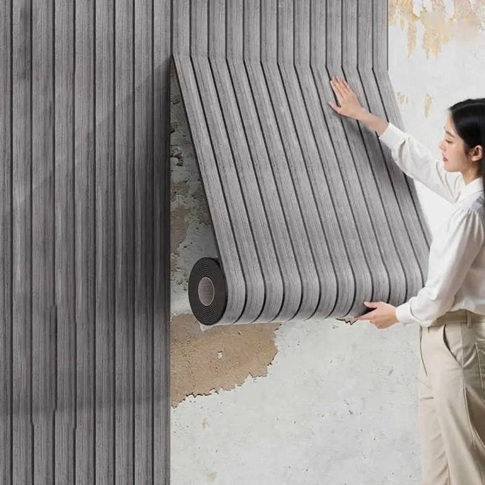 Waterproof Wall Stickers Moisture-proof 10m Length Self-adhesive Wallpaper 45cm Width Thick Foam PVC Wall Sticker Bedroom