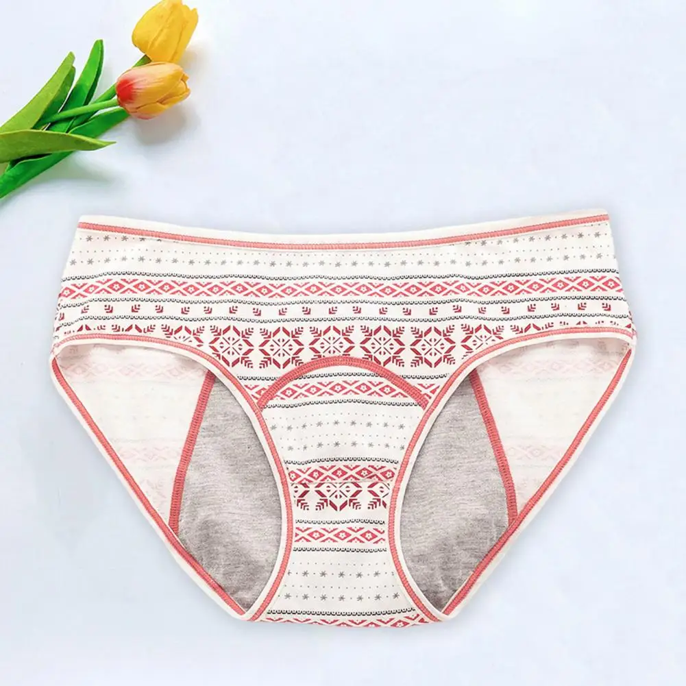 High-waisted Panties Period Panties High Waist Geometric Print Period Leakproof for Women Elastic Underwear with High for Wear