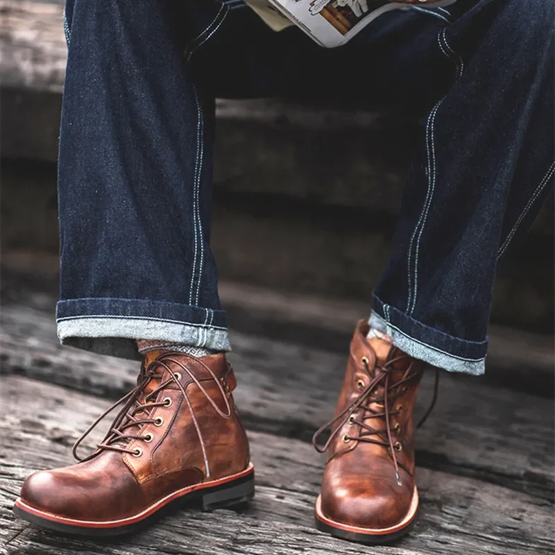 Men's Handmade Vintage British Dress Boots - alternate angle