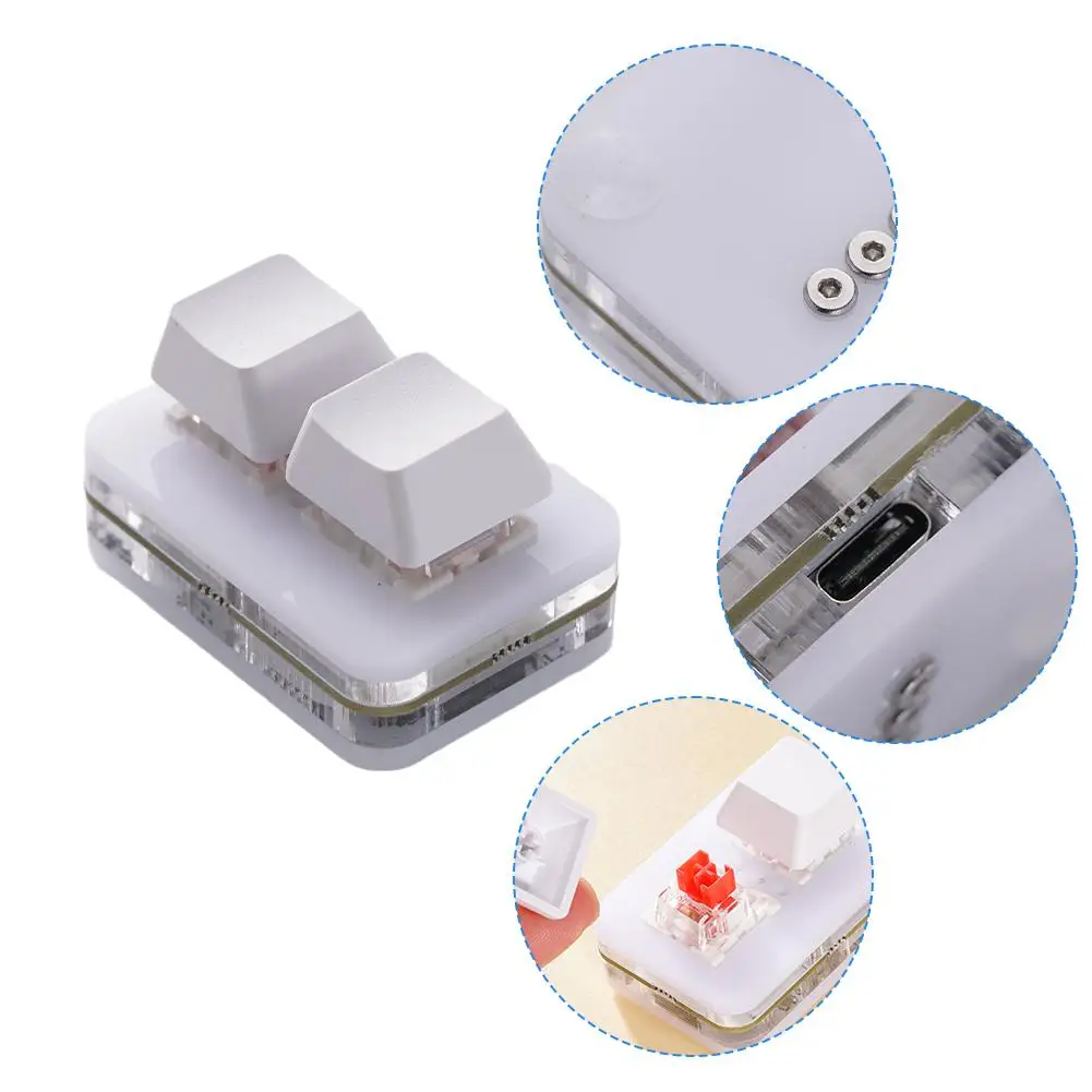 2 Keys Macro Programming Mini Keyboard For Photoshop Gaming Hotswap Programming Keypad Copy Paste Support RGB Effect
