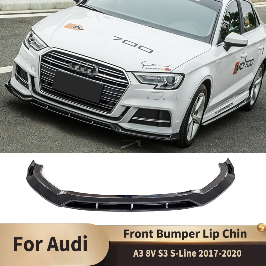 Front Bumper Lip Spoiler for Audi A3 8V S3 S-Line 2017 2018 2019 2020 Front Splitter Body Kit Tuning Diffuser  Auto Accessories