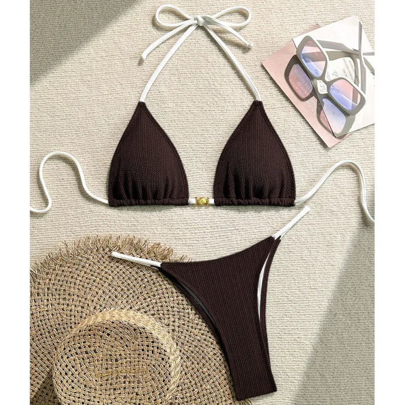 

Summer Sexy Bikinis Solid Women Swimwear Female Swimsuit For Swim Wear Bathing Suits Brazilian Bikini Set Beachwear Pool Bather