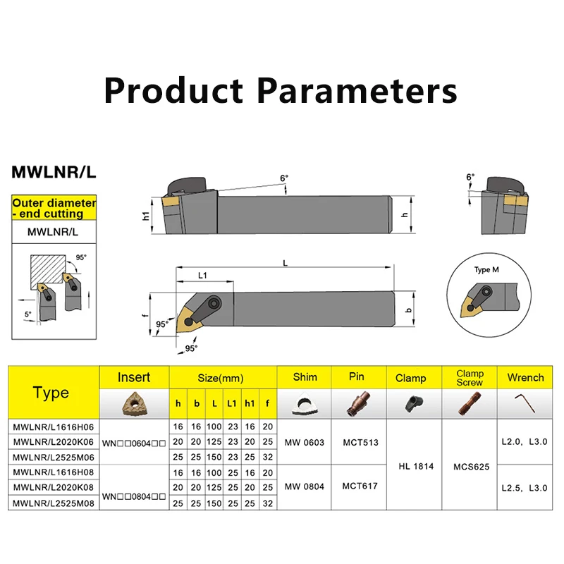 MWLNR1616 MWLNR2020 MWLNR2525 MWLNR3232 токарный станок CNC режущий инструмент MWLNR/L держатель внешнего токарного инструмента