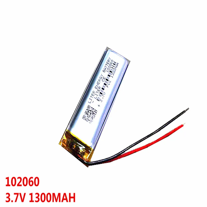 3.7V 1300mAh 102060 Rechargeable li Polymer Li-ion Battery For headphones tachograph mp3 mp4