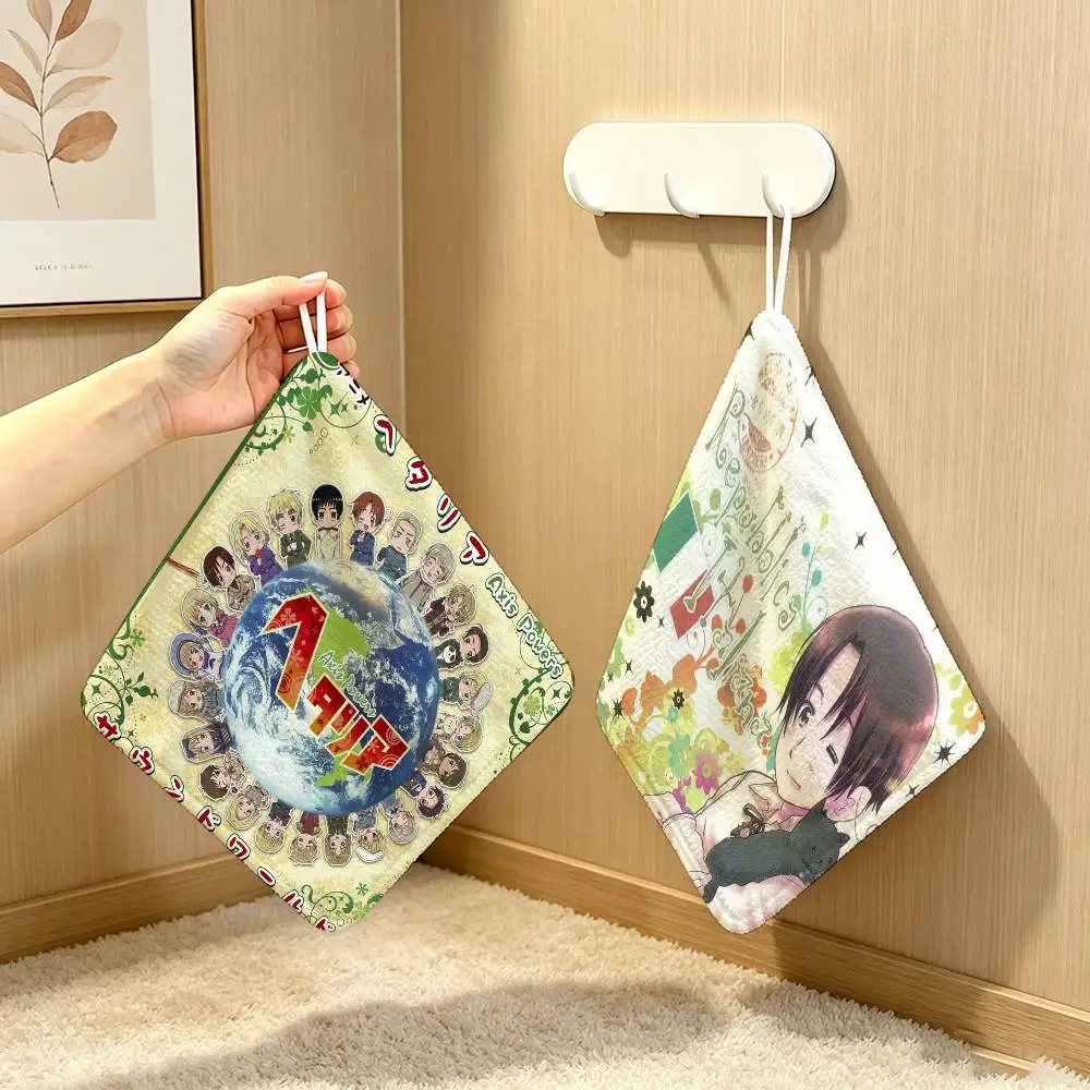Travel Cover H-Hetalia Axis   Hanging Style Hand Wiping Towel Polyester Cotton Anti-fade For Indoor Kitchen Living Room