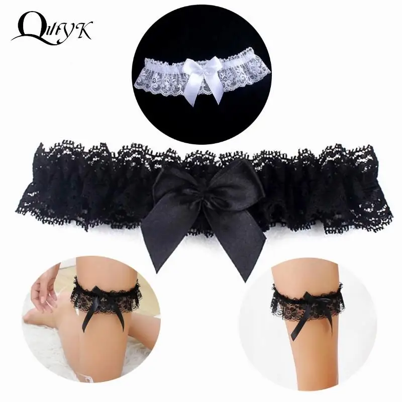 

2pcs Fashion Women Bow Leg Ring Sexy Lingerie Lace Garter Belt Bowknot Leg Loop Wedding Garters Bridal Cosplay Ring Stocking