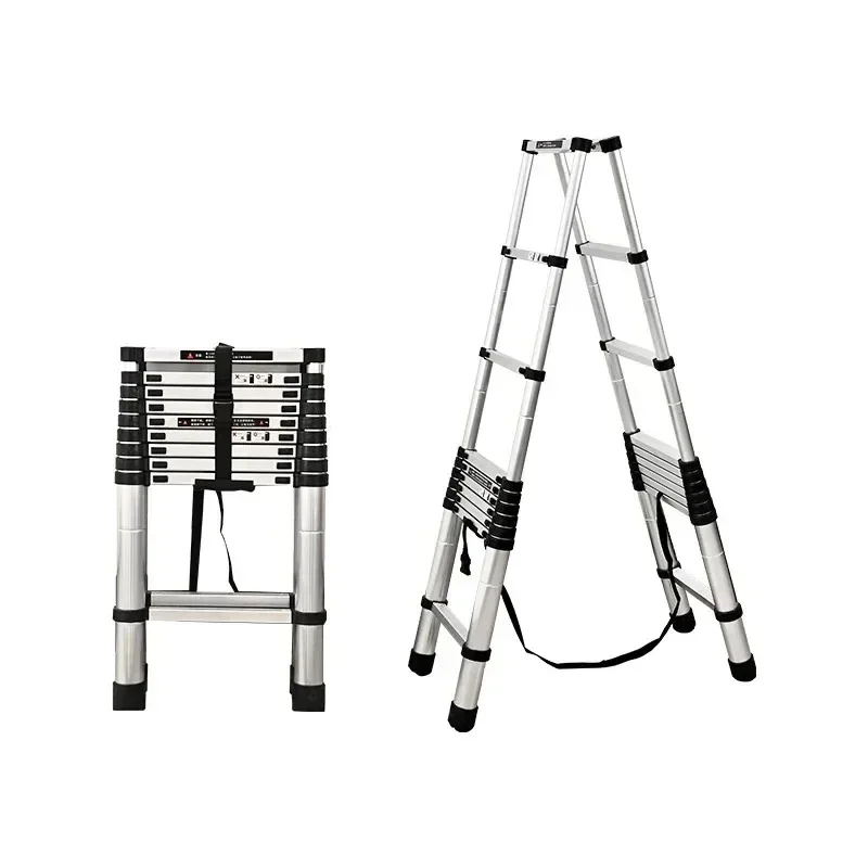 Retractable Ladder Double Side Telescopic Ladder 9M with Wheels