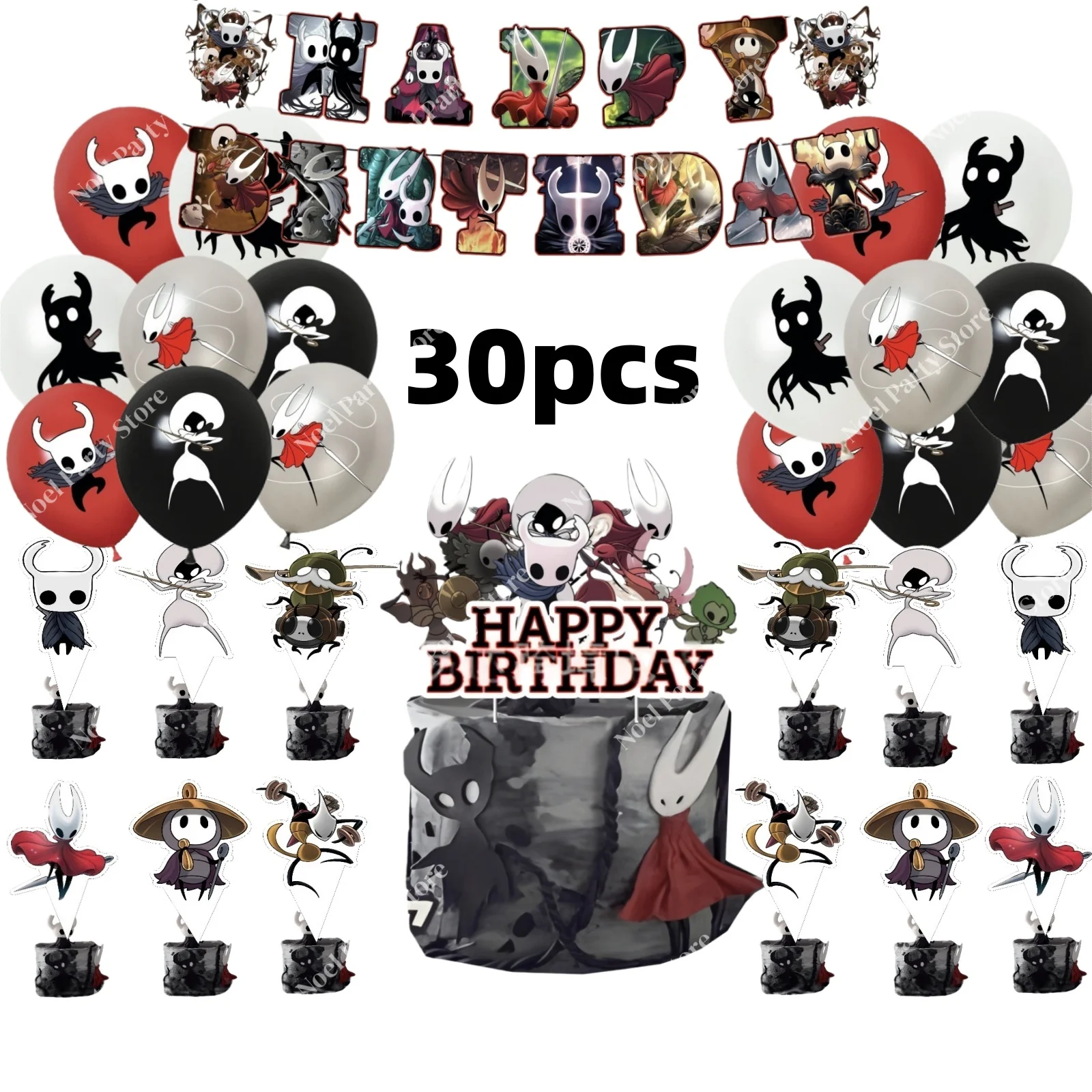 Hollow Knight Thema Hornet Der Ritter Zote der Mächtige Geburtstagsparty Deko Happy Birthday Banner Ballons Tortendekoration
