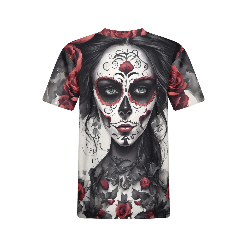 Summer 3d Gothic Angel Print T-shirt Fashion Round Collar Black Short Sleeve Angel Skull Print Funny Women Hip Hop Tops T shirts