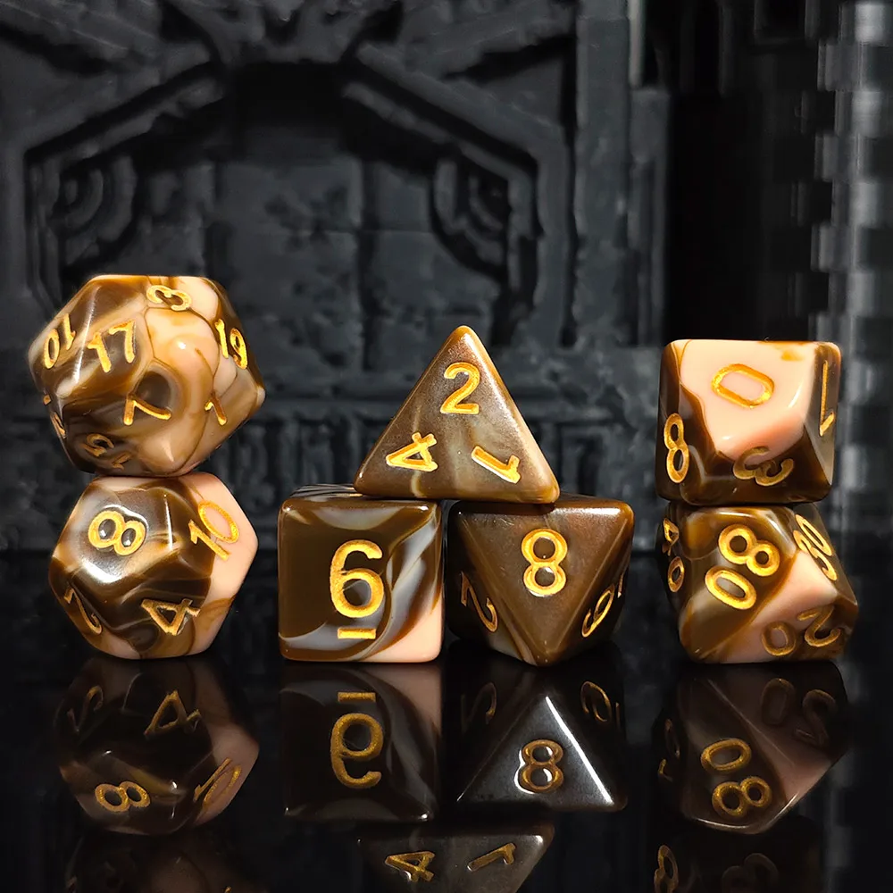 New Brown Beige Gradient DND Dice Set, 7Pcs Polyhedral Dice for RPG Tabletop Games, Perfect for D&D & Role Playing