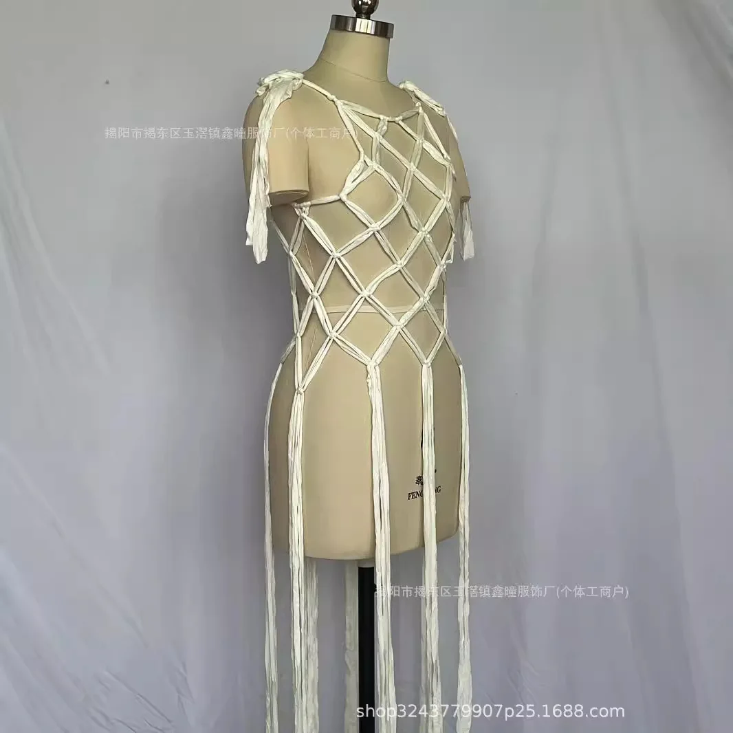 H240806 Hand-woven Intangible Cultural Heritage, Sexy Hollow Fashion Design, Seaside Beach Vest, High-end Custom Style