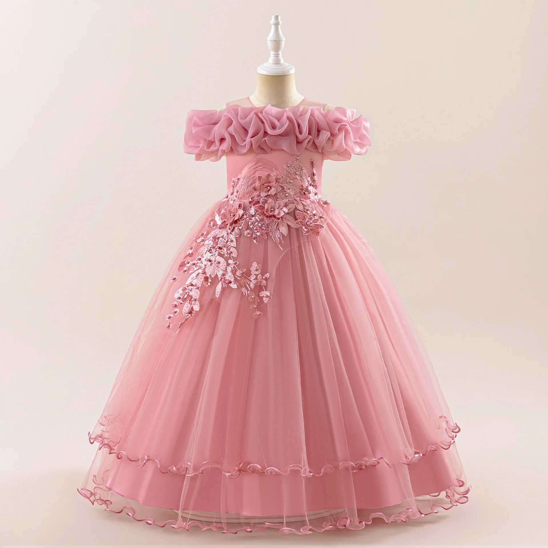 

Stunning Little Big Girls Off Shoulder Flower Girl Birthday Party Graduation Ceremony Pageant Dress