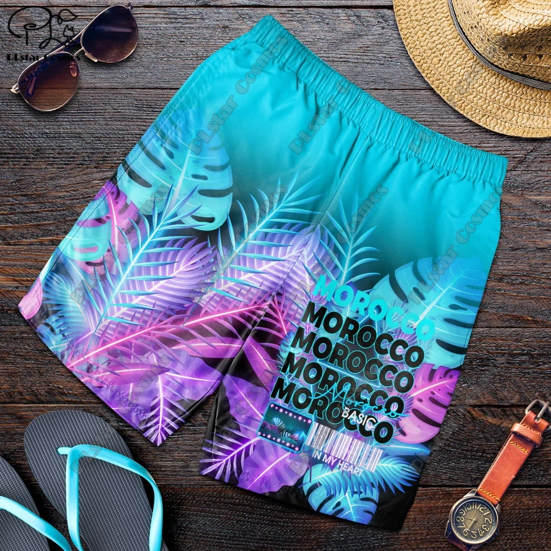 Couple Dress Moroccan Style 3d Shorts Women Men Elastic Waist Summer Quick Dry Beach Shorts Swim Trunks