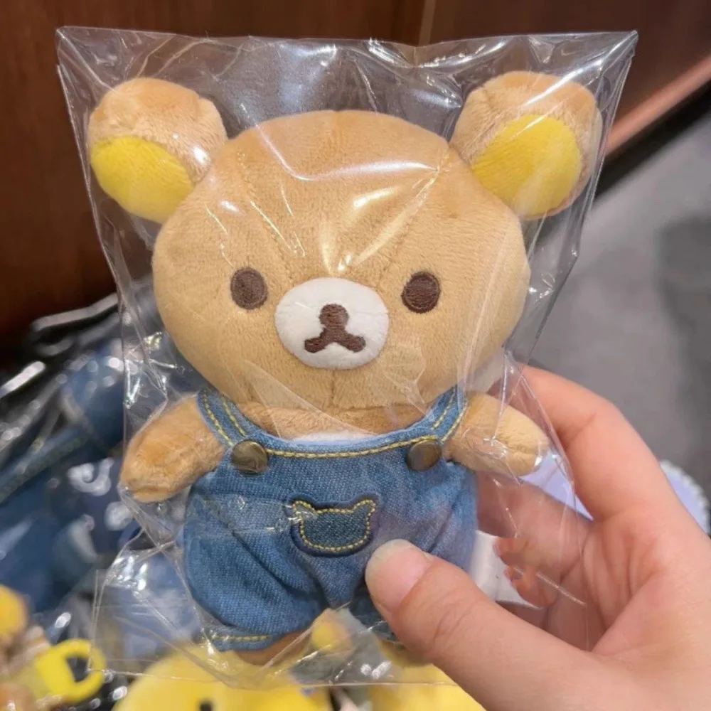 10cm kawaii rilakkuma saco de brinquedo de pelúcia chaveiro pingente anime dos desenhos animados bonito estudante mochila acessórios presentes da menina brinquedos