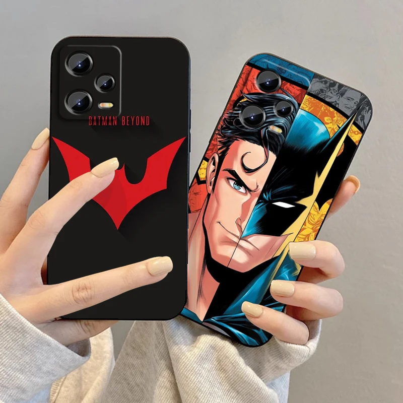 Super-mans B-Batmans Logo For Xiaomi Redmi Note 13 12R 12 12S Turbo 11 11T 11S 10 10S Pro Plus 5G Black Soft Phone Case