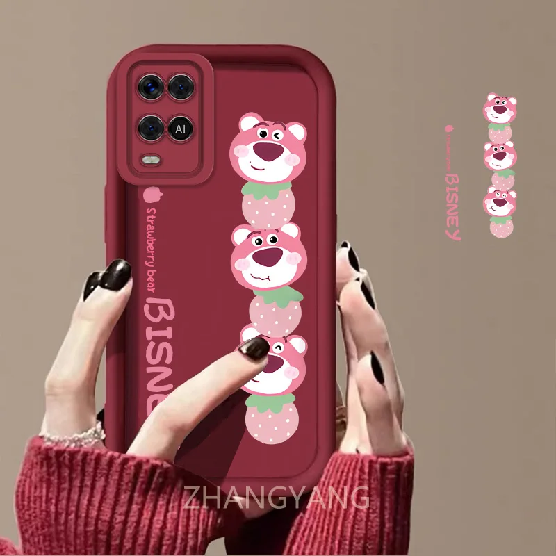 Case For OPPO A54 Cute cartoon bear phone case with silicone TPU soft case anti drop and shockproof phone camera fully covered