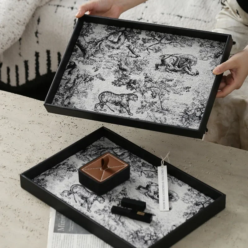 AhunderJiaz Luxury Leather Fragrance Tray - Premium Desktop Organizer for Perfume, Jewelry, Keys | Vanity, Entryway, Home Decor