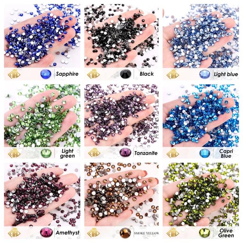 14400pcs/Bag Non Hotfix Flatback Nail Art Rhinestones Ss3-Ss20(1.3-4.8mm) Strass For Shoes Jewelry Diy Making Wholesale