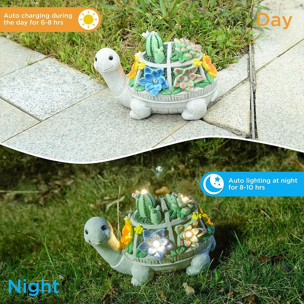 Handicrafts Turtle Garden Ornament With Solar Night Light Outdoor Decor Solar Night Light Ornaments