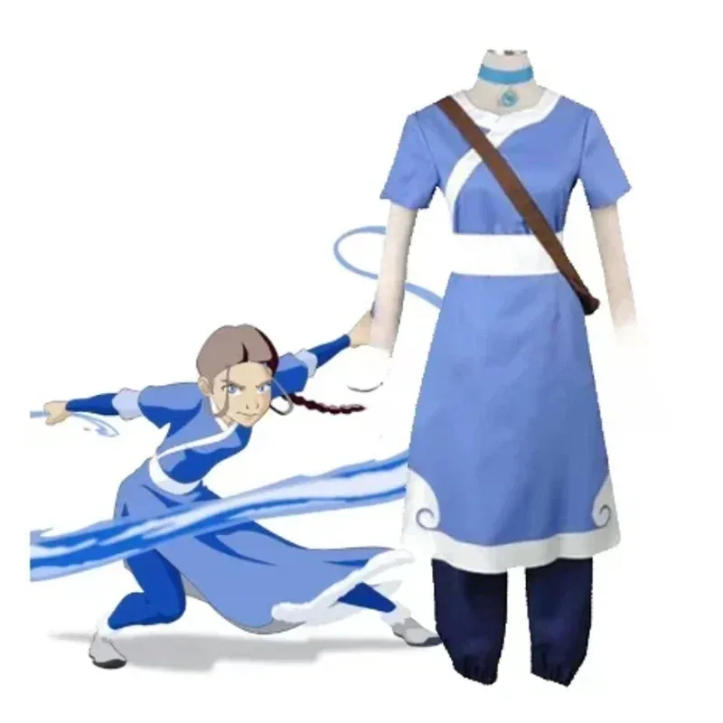 

NewAnime Katara Blue Long Dress Avatar The Last Airbender Cosplay Costumes Halloween Female Suit Set Clothing2025