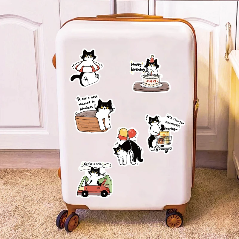50PCS Cartoon Black and White Cat Animals Graffiti Stickers Phone Guitar Laptop Notebook  Luggage Decorative Decals Kids Toys view 6