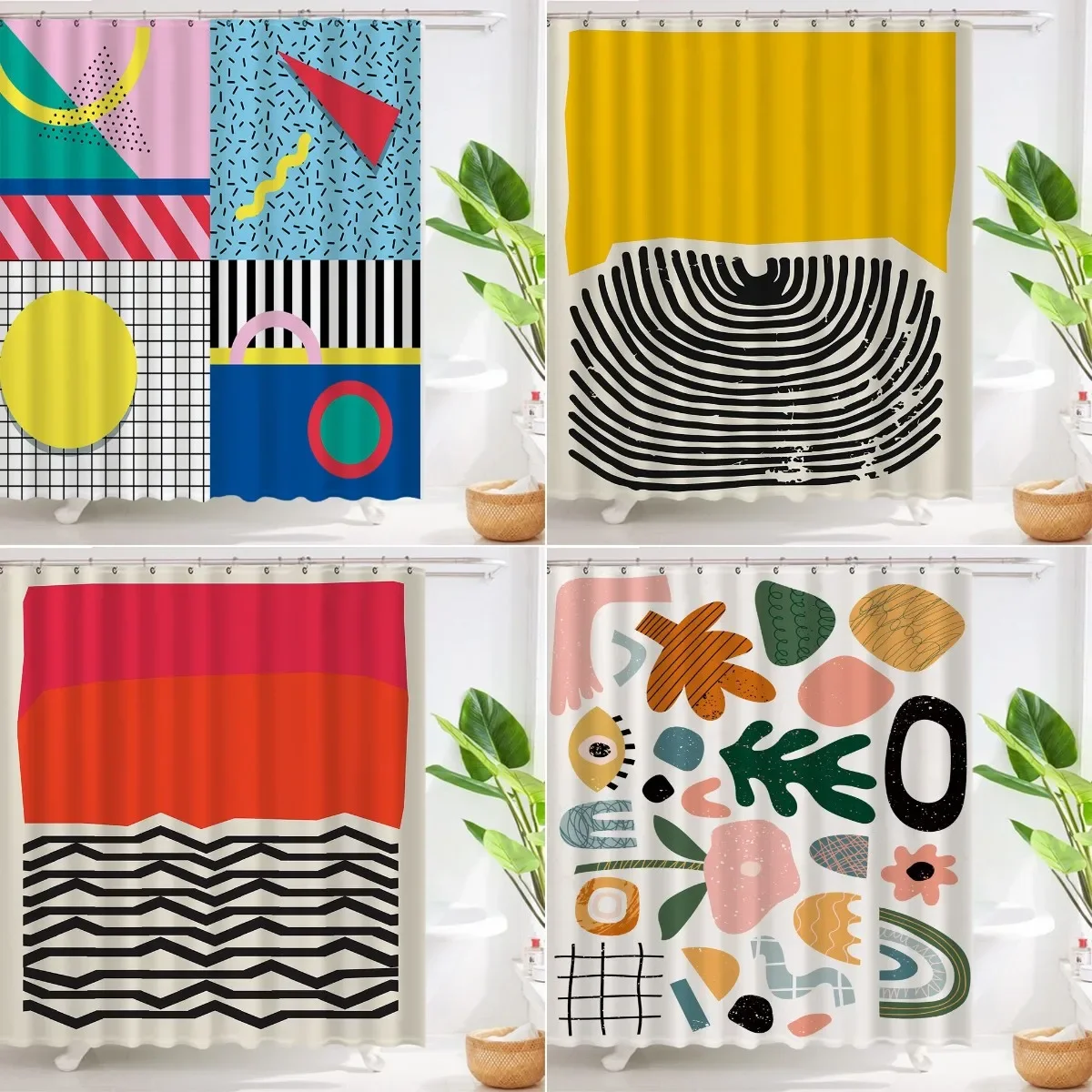 Shower Curtain Luxury Shower Curtains for Bathroom Pop Art Geometric Shower Curtain Fashion Classicl Abstract Colourful Bathroom