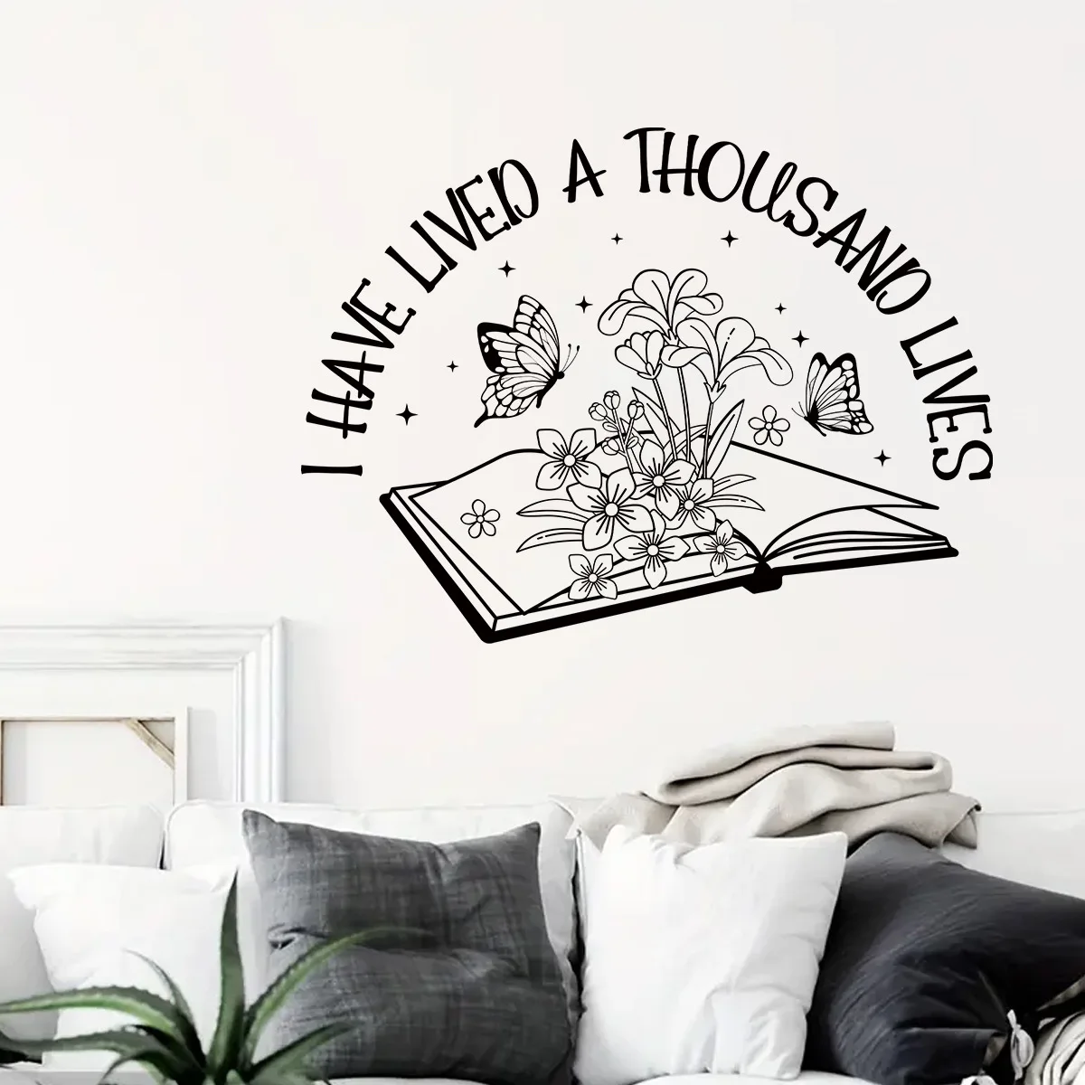Wall Stickers for Living Room Bedroom Home Decoration Creative Black Heart Book World Ladder Tree Wall Decals Office Wall Decor