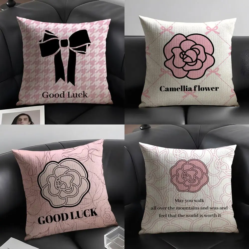 

Высококачественный чехол для подушки с принтом камелии, натуральный лен, органическая ткань, двухсторонняя печать, диван, домашний декор, подарочная наволочка