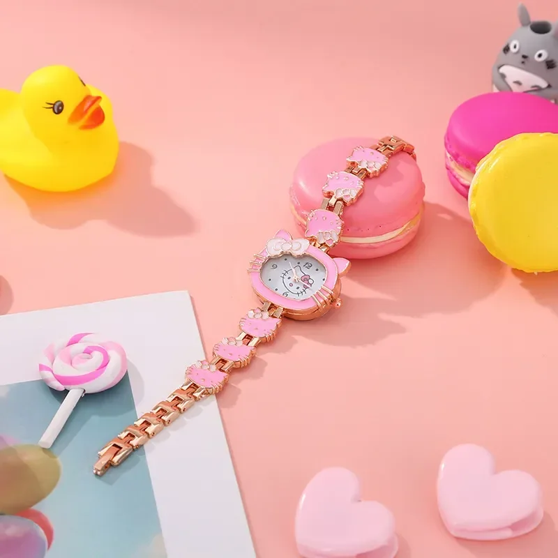 Sanrio Cartoon Cute Hello Kitty Watch Female Student Sweet Bow Girlfriends Gift Anime Accessories Girlfriend Gift Toys