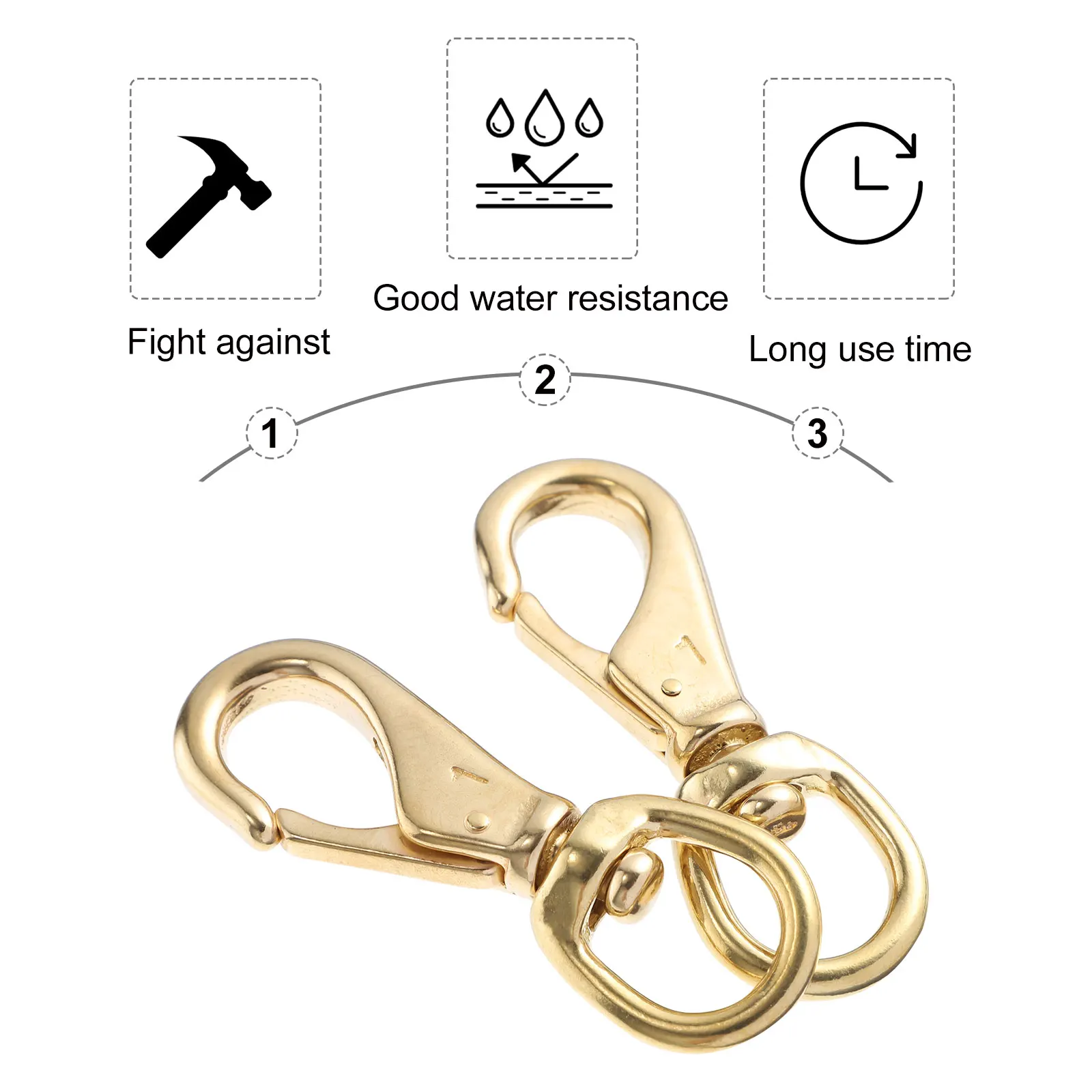

2Pcs Brass Bag Buckles Golden Swivel Snap Hooks Durable Practical Handbag Clasps Sturdy for Belts Straps Brass Bag Buckles