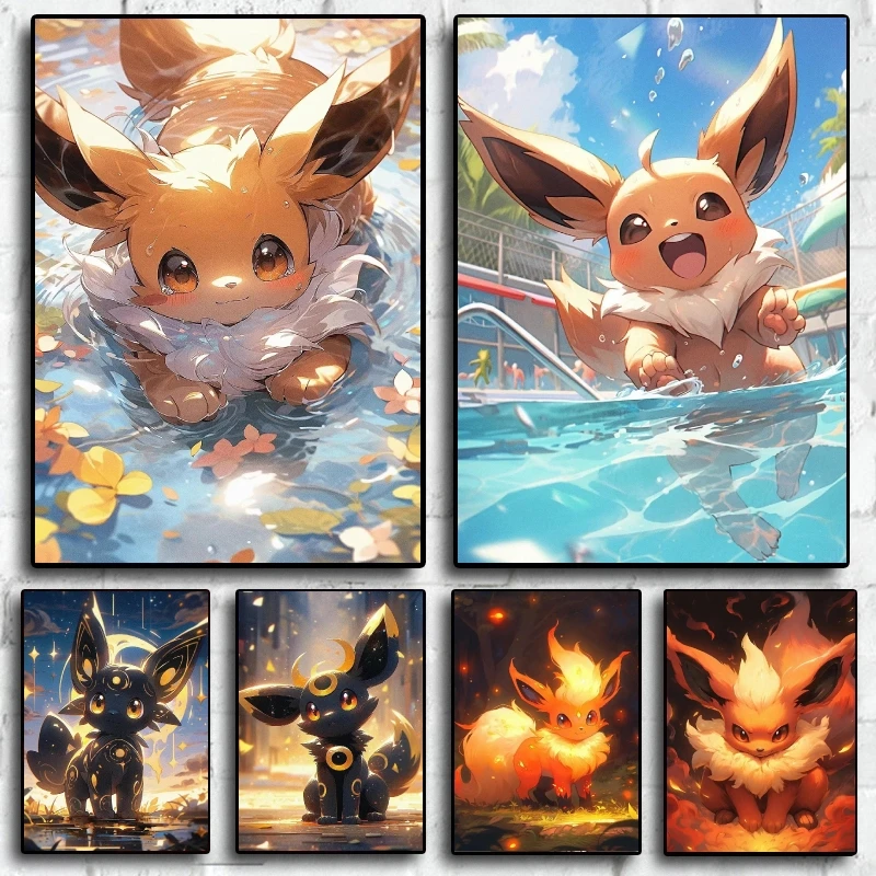 

Canvas Artwork Painting Pokemon Flareon Eevee Poster Home Christmas Gifts Decorative Wall Decoration Comics Pictures Living Room