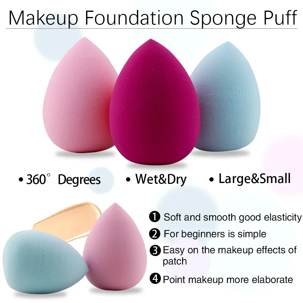 Sdotter 10Pcs Women Cosmetic Puff Concealer Foundation Makeup Sponge Beauty Face Cosmetics Blending Sponge Water Drop Shape Make