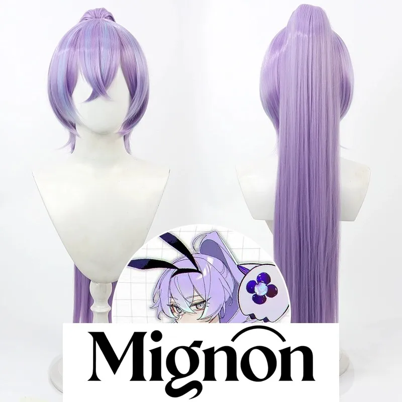 

NIJISANJI Vtuber Genderbend Hoshirube Crystal Cosplay Wig, Purple Scalp with Detachable Ponytail