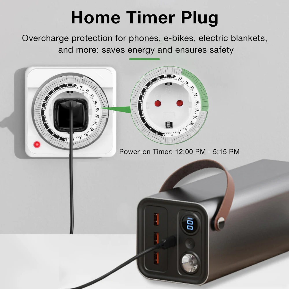 24-Stunden-Mechanische Timer-Steckdose EU-Stecker Programmierbarer Zeitschalter Steckdosen-Timer für Haushaltsgeräte Stromsparend – Detail 5