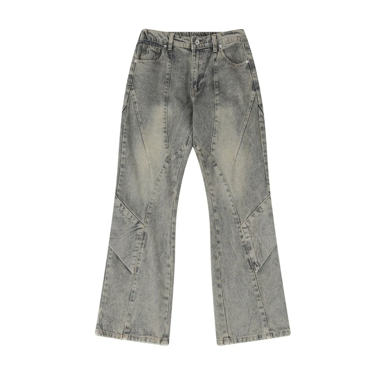 

Bootcut Pants Denim Pant Men Jeans Vintage Washed High Waist Straight Trousers Y2k Streetwear Work Casual Spliced 2026 Spring