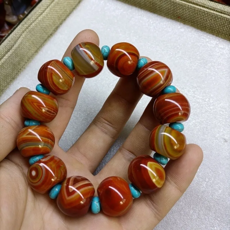 

Натуральный браслет из бисера Xuanhua Warring States, красный агат, фонарь, мужской и женский новый модный стиль