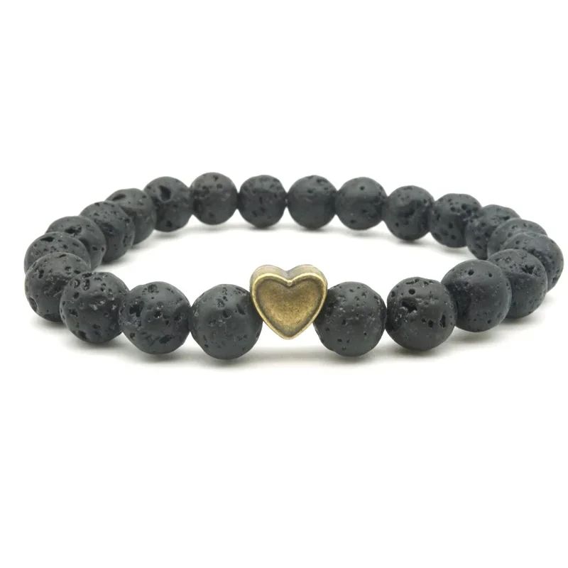 Tree of Life Paw Charms 8mm Black Lava Stone Beads Aromatherapy Essential Oil Diffuser Bracelet Yoga Strand Jewelry