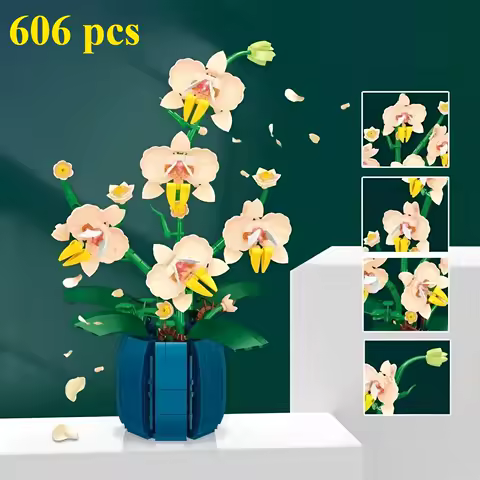 Orchid Building Blocks Flowers, Home D&eacute;cor Accessory for Adults, Botanical Collection, Valentines Day Gift Idea (606 Pcs)