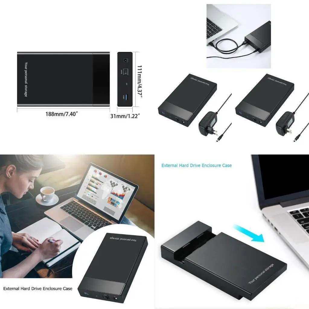SSD HDD Case USB3.0 Portable HardDrive Enclosure External HardDrive Docking Station for 3.5 Inch 3
