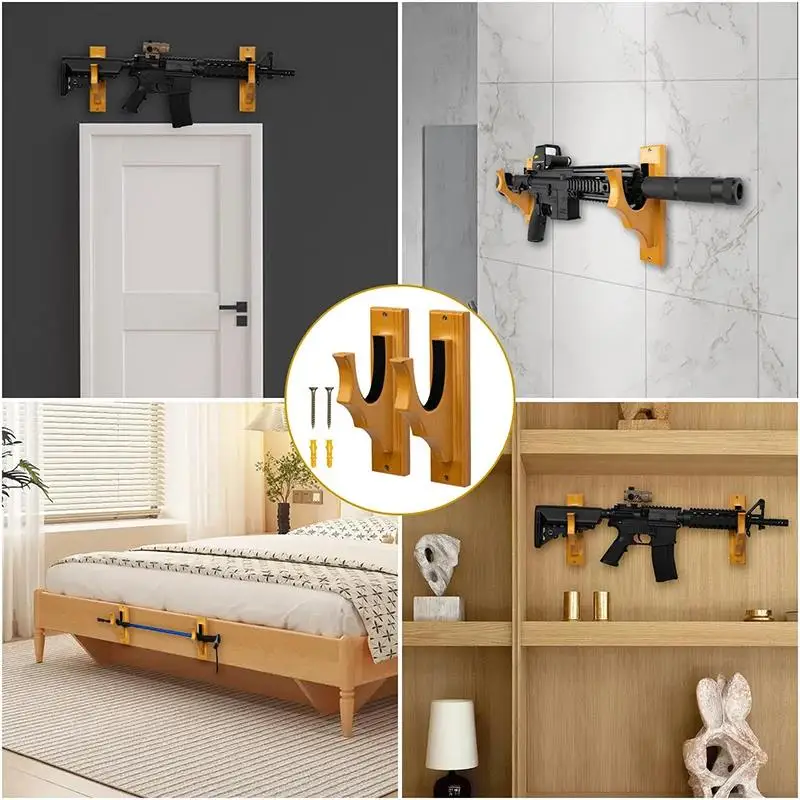 

ONETIGRIS Настенное крепление для пистолета - крючки для пистолета для дробовика, держатель для лука, горизонтальная вешалка для дисплея, твердая древесина и мягкая подкладка