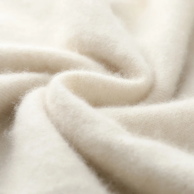 سترة بغطاء للرأس من الصوف الأسترالي 100% - أبيض كريمي (12 لونًا) S-XL ملابس تريكو للخريف والشتاء هوديي مصنوع من الصوف الخالص #4