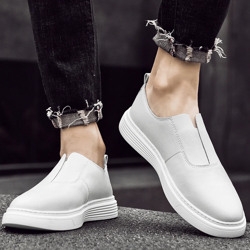 

Luxury Brand Men Flats Casual Genuine Leather Shoes Business Men Loafers Formal Office Moccasins Slip on Soft Sole Driving Shoes