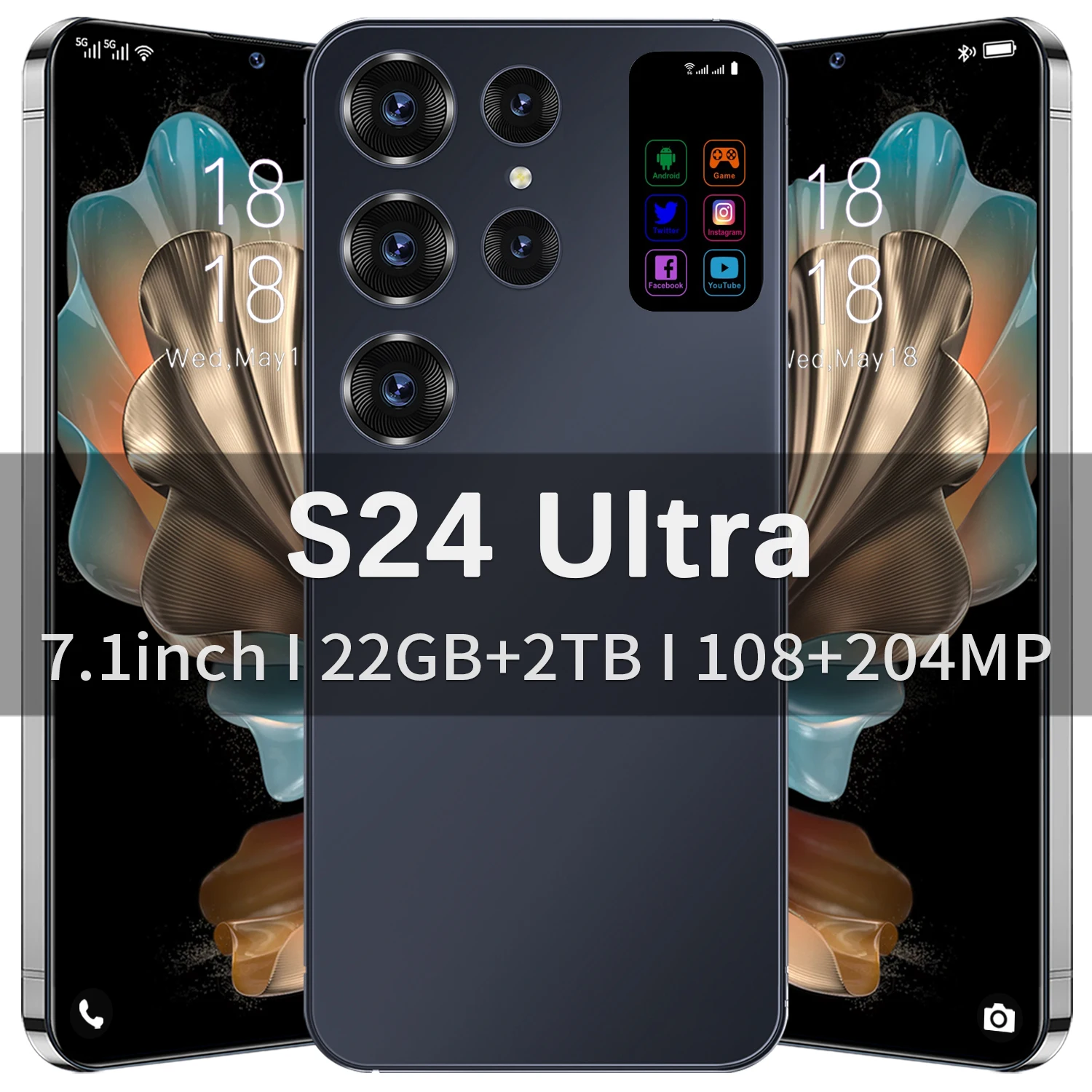 

New S24 Ultra+ Smart Phone Original Android 7.1 Inch HD Full Screen Face ID 22GB+2TB Mobile Phones Global Version 4G 5G Cell