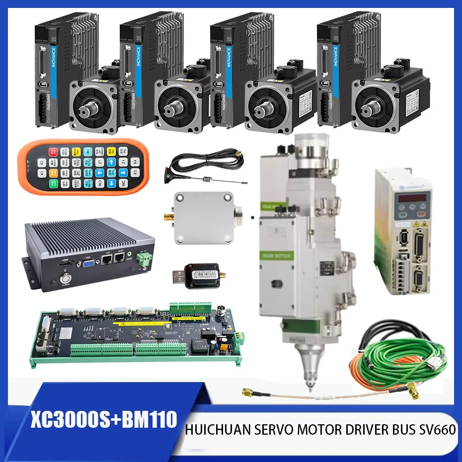 Raytools XC3000S laser system fiber laser cutting head BM110 Huichuan servo motor driver bus SV660 750W/400W with brake