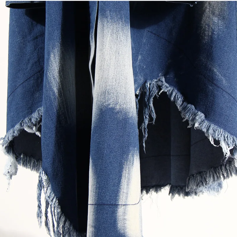 ANJY Primavera Autunno Nuove Donne Tie-Dye Orlo Frange Elegante Vita-Cravatta Design Gonna di Jeans Ins Allentato Alla Moda Elegante Gonne A17515