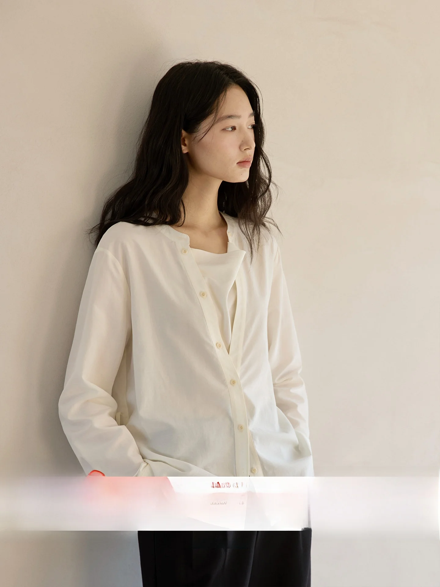 

GINNKEE Женская рубашка свободного кроя с длинным рукавом из льняной смеси, повседневная, дышащая, с эффектом двухслойности, с отложным воротником