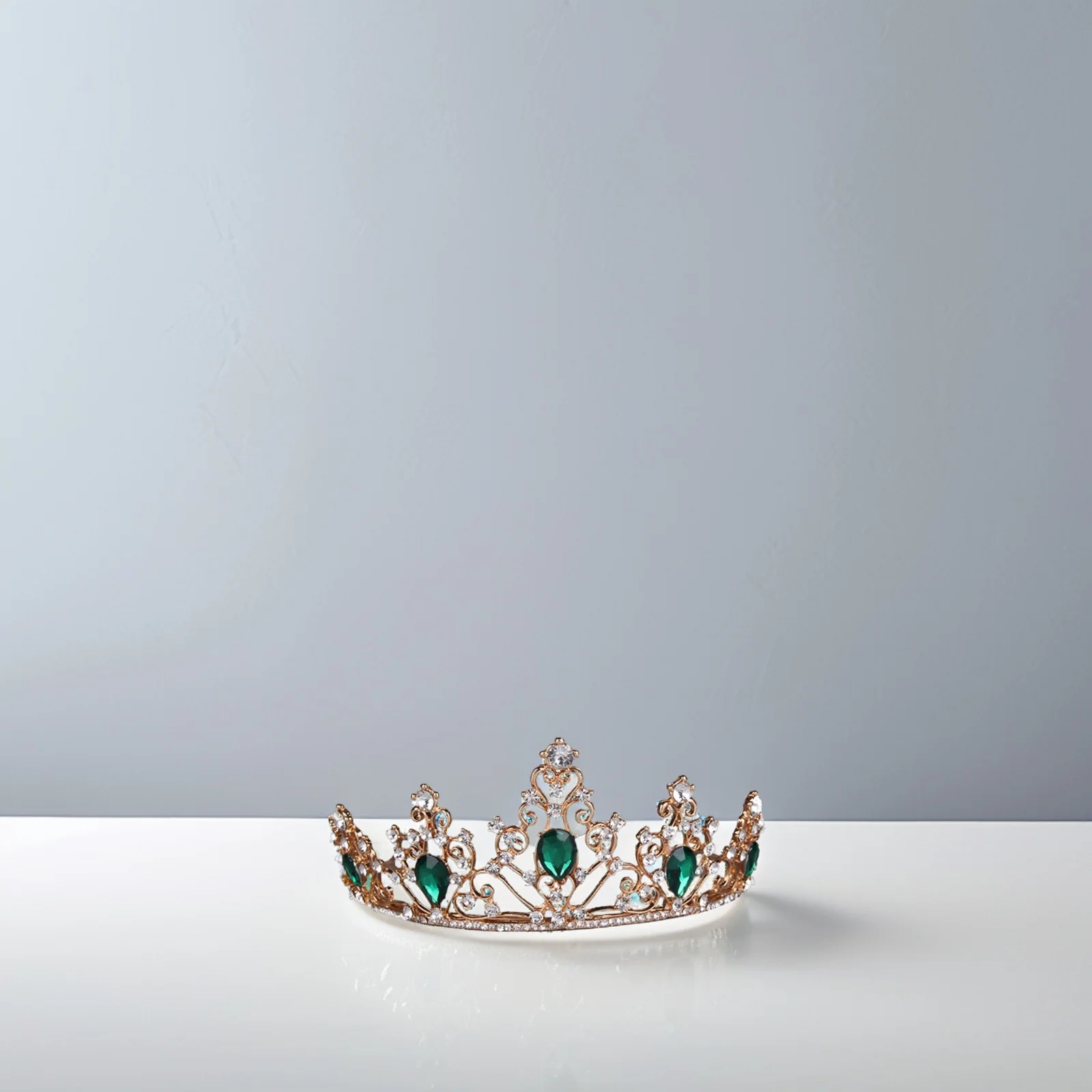 

Green Crown Crystal Rhinestone Decor Bride Wedding Hair Accessories Elegant Durable Bridal Headdress Hairstyle Tool Bride Crown