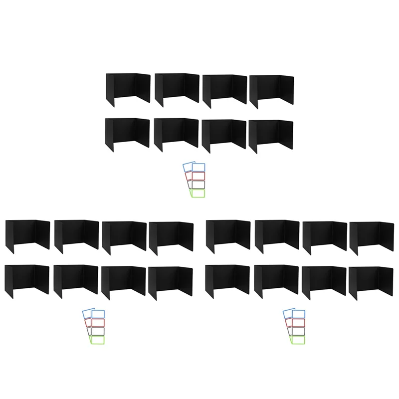 

ABT-24 Pack Desk Dividers For Students, Waterproof Plastic Study Carrel Divider, Privacy Classroom Shield Black